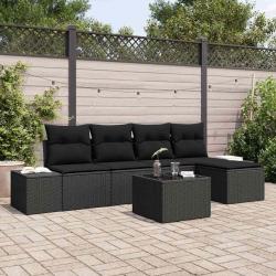 Ensemble de canap&eacute; de jardin avec coussin 5 pcs Noir polyrotin