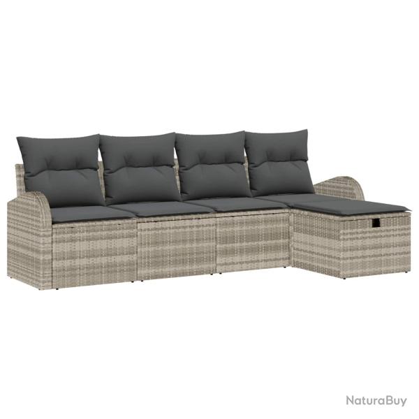 Ensemble de Canap�s avec coussin Gris clair polyrotin