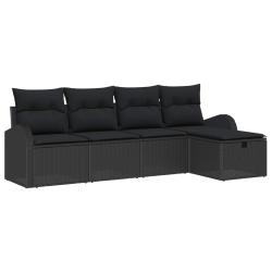 Ensemble de Canap&eacute;s avec coussin avec stockage Noir polyrotin