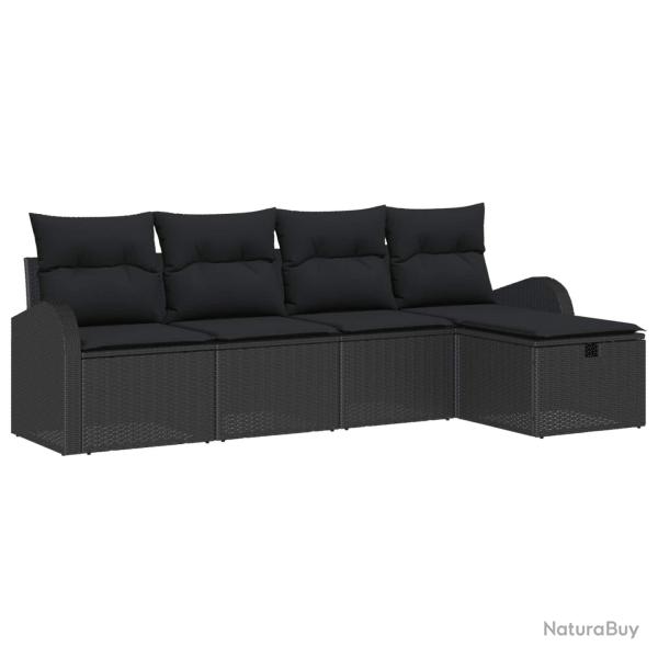Ensemble de Canap�s avec coussin avec stockage Noir polyrotin