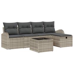 Ensemble de Canap&eacute;s avec coussin 6 pcs Gris clair polyrotin