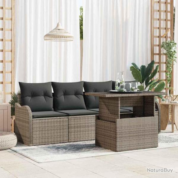 Ensemble de canap� de jardin 5 pcs Gris Poly Rattan