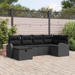 Ensemble de Canap&eacute;s avec coussin avec stockage Noir polyrotin