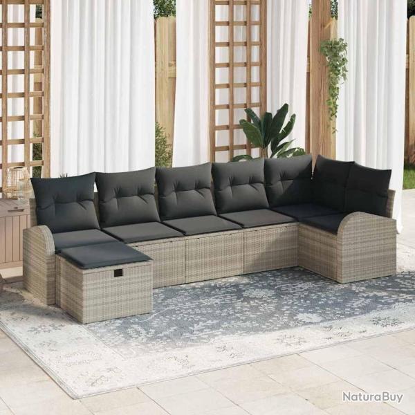 Ensemble de Canap�s avec coussin Gris clair polyrotin