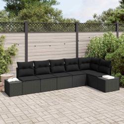 Ensemble de canap&eacute; de jardin avec stockage 6 pcs Noir polyrotin