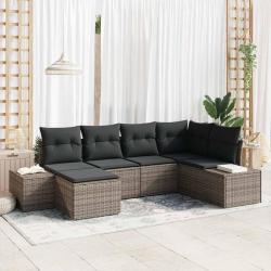 Ensemble de canap&eacute; de jardin avec coussin 6 pcs Gris polyrotin