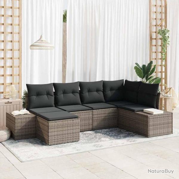Ensemble de canap� de jardin avec coussin 6 pcs Gris polyrotin
