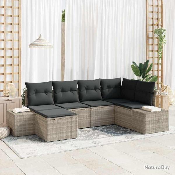 Ensemble de canap� de jardin 6 pcs Gris clair polyrotin