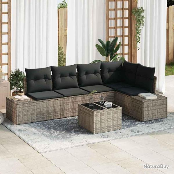 Ensemble de canap� de jardin avec stockage Gris clair polyrotin