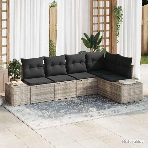 Ensemble de canap� de jardin 5 pcs Gris clair polyrotin