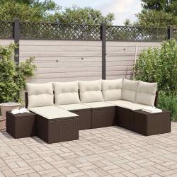 Ensemble de canap&eacute; de jardin 6 pcs Marron et Cr&egrave;me polyrotin