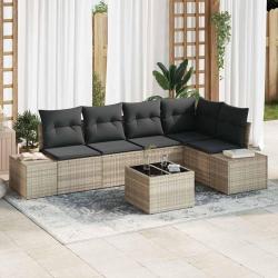 Ensemble de canap&eacute; de jardin avec stockage Gris clair polyrotin