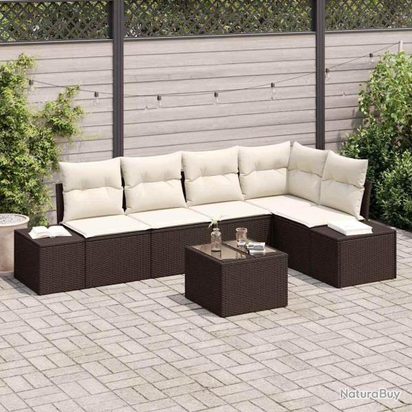Ensemble de canap� de jardin Marron et Cr�me polyrotin