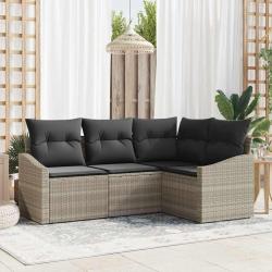 Ensemble de canap&eacute; de jardin 4 pcs Gris clair polyrotin