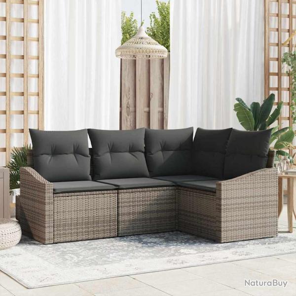 Ensemble de canap� de jardin avec coussin 4 pcs Gris polyrotin