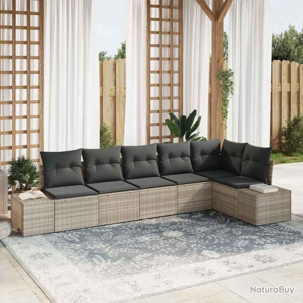 Ensemble de canap� de jardin 6 pcs Gris clair polyrotin