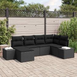 Ensemble de canap&eacute; de jardin avec coussin 6 pcs Noir polyrotin