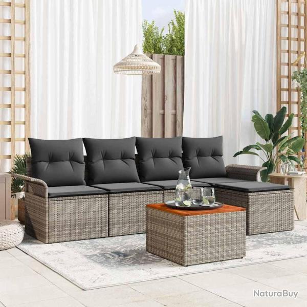 Ensemble de canap� de jardin avec stockage 6 pcs Gris polyrotin