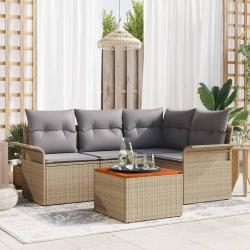 Ensemble de canap&eacute; de jardin 5 pcs Beige et Gris clair