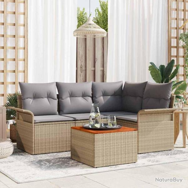 Ensemble de canap� de jardin 5 pcs Beige et Gris clair