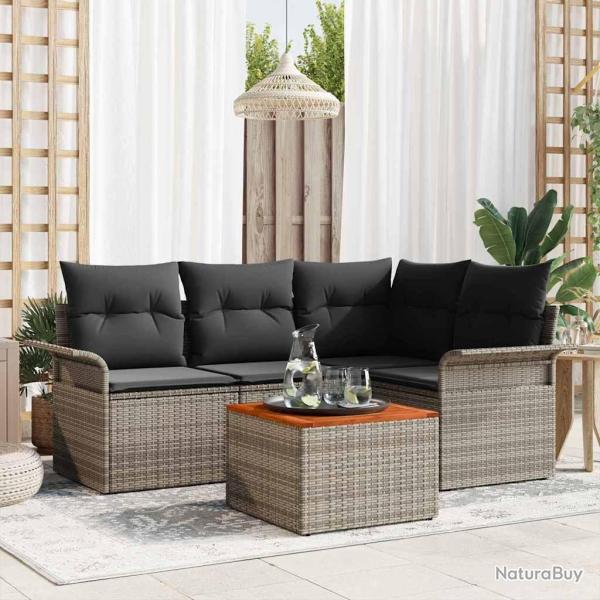 Ensemble de canap� de jardin avec stockage 5 pcs Gris polyrotin