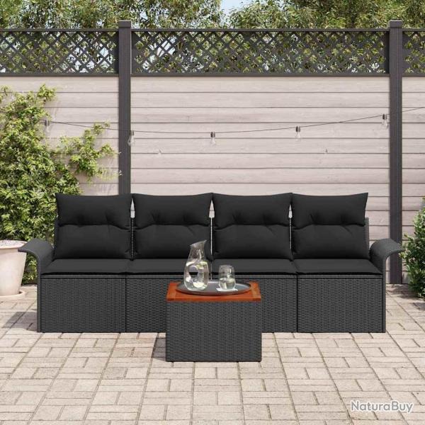 Ensemble de canap� de jardin avec stockage 5 pcs Noir polyrotin