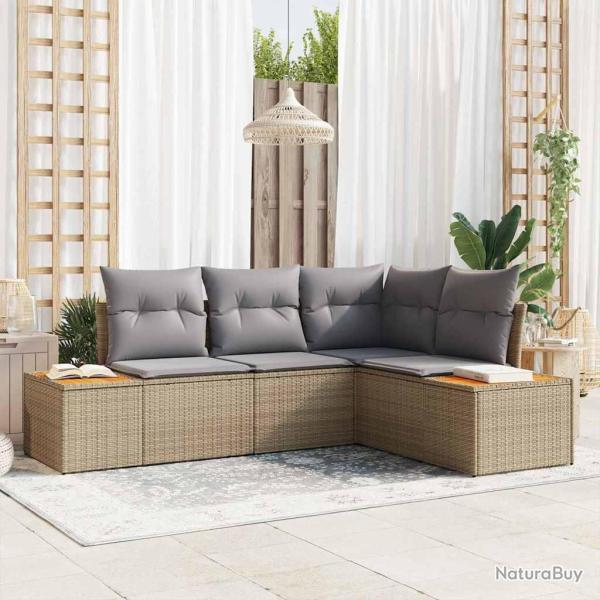 Ensemble de canap� de jardin 4 pcs Beige et Gris clair