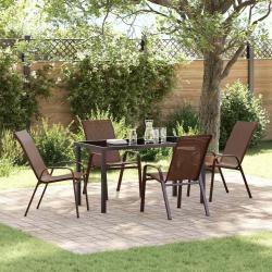 Ensemble de salle &agrave; manger pour jardin 5 pcs Marron et Noir