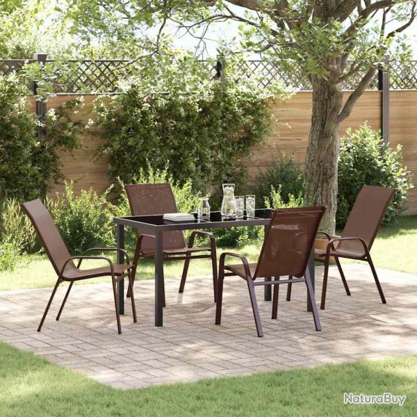 Ensemble de salle � manger pour jardin 5 pcs Marron et Noir