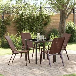 Ensemble de salle &agrave; manger pour jardin 5 pcs Marron et Noir