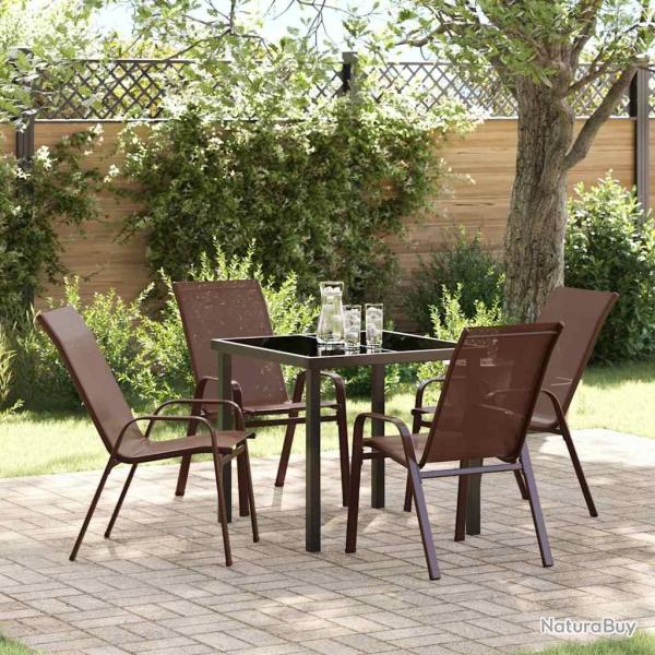 Ensemble de salle � manger pour jardin 5 pcs Marron et Noir