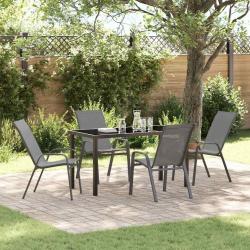 Ensemble de salle &agrave; manger pour jardin 5 pcs Gris et Noir