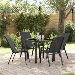 Ensemble de salle &agrave; manger pour jardin 5 pcs Noir