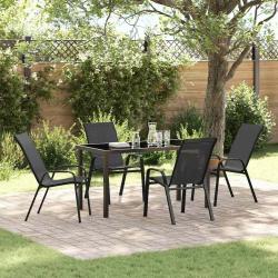 Ensemble de salle &agrave; manger pour jardin 5 pcs Noir