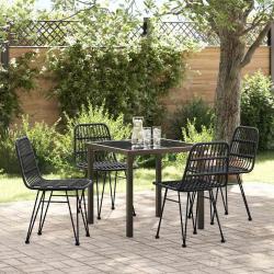 Ensemble de salle &agrave; manger pour jardin 5 pcs Noir