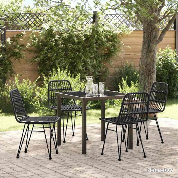 Ensemble de salle � manger pour jardin 5 pcs Noir
