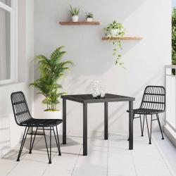 Ensemble de salle &agrave; manger pour jardin 3 pcs Noir