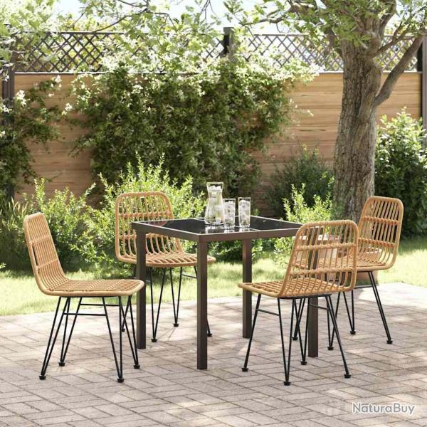 Ensemble de salle � manger pour jardin 5 pcs Marron