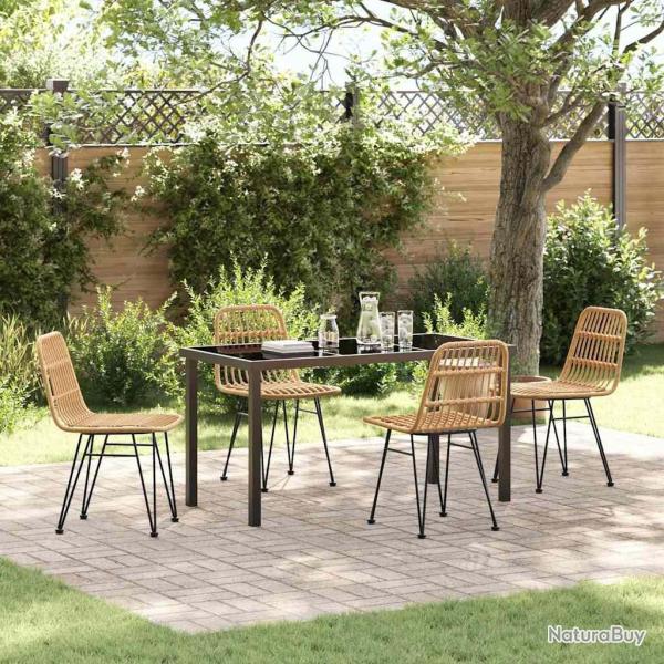 Ensemble de salle � manger pour jardin 5 pcs Marron