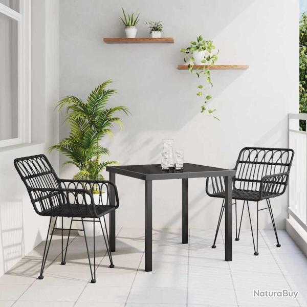 Ensemble de salle � manger pour jardin 3 pcs Noir
