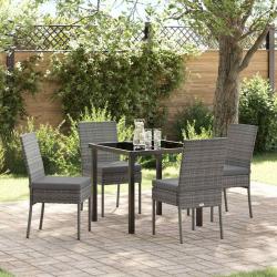 Ensemble de salle &agrave; manger pour jardin 5 pcs Gris