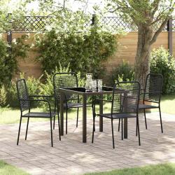 Ensemble de salle &agrave; manger pour jardin 5 pcs Noir