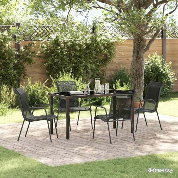 Ensemble de salle � manger pour jardin 5 pcs Noir