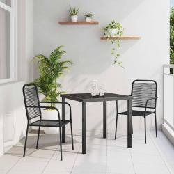 Ensemble de salle &agrave; manger pour jardin 3 pcs Noir