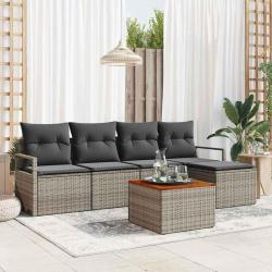 Ensemble de canap&eacute; de jardin avec stockage 6 pcs Gris polyrotin