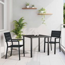 Ensemble de salle &agrave; manger pour jardin 3 pcs Noir