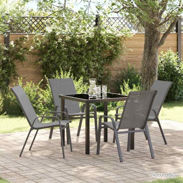 Ensemble de salle � manger pour jardin 5 pcs Gris et Noir