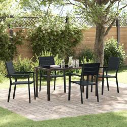 Ensemble de salle &agrave; manger pour jardin 5 pcs Noir
