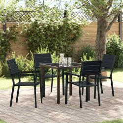 Ensemble de salle &agrave; manger pour jardin 5 pcs Noir