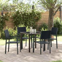 Ensemble de salle &agrave; manger pour jardin 5 pcs Noir